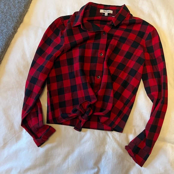 Madewell - NWT - red and black plaid shirt - Christmas sweater / long sleeve - Picture 2 of 6